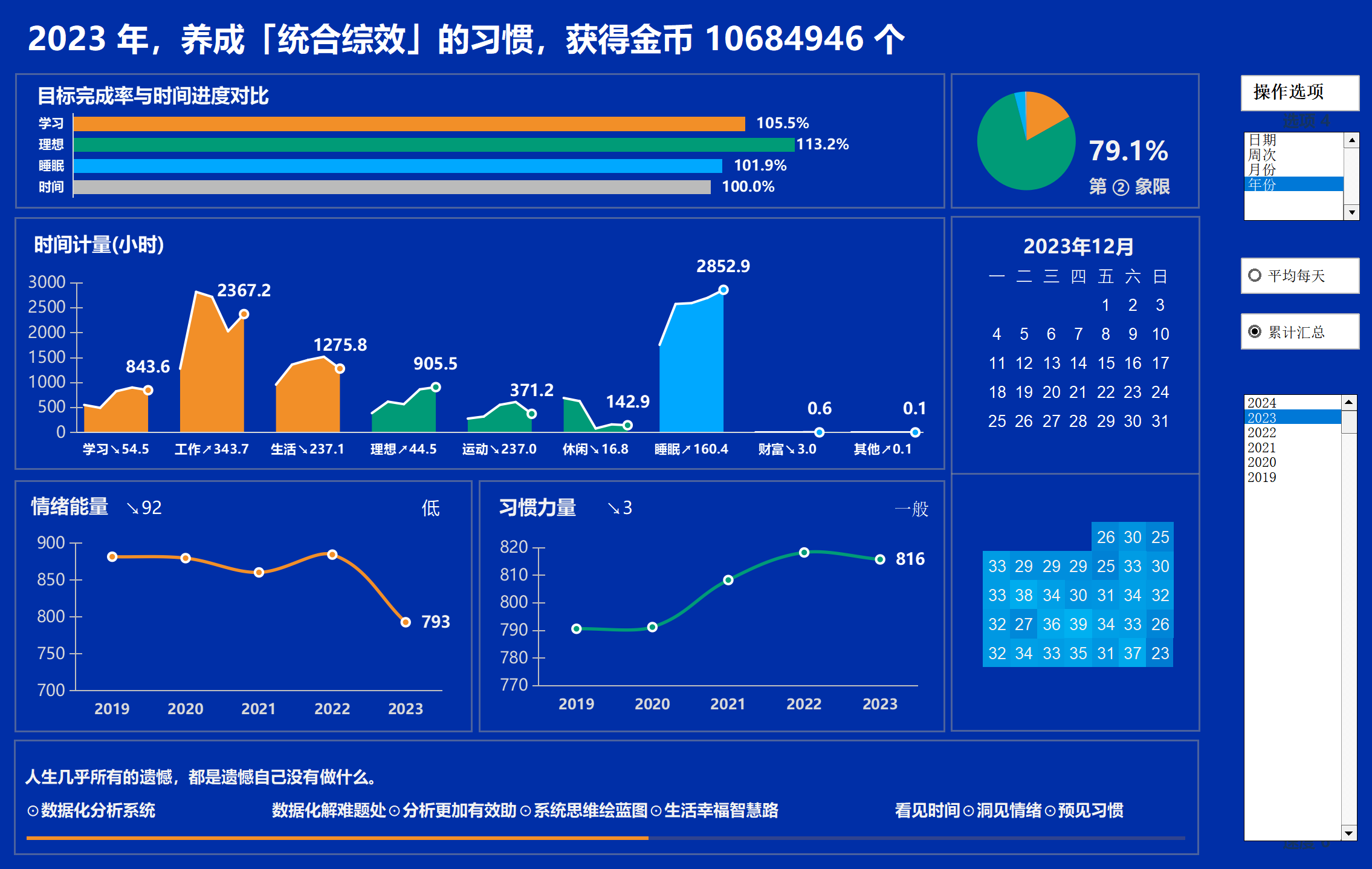 数据化分析系统年度复盘看板截图